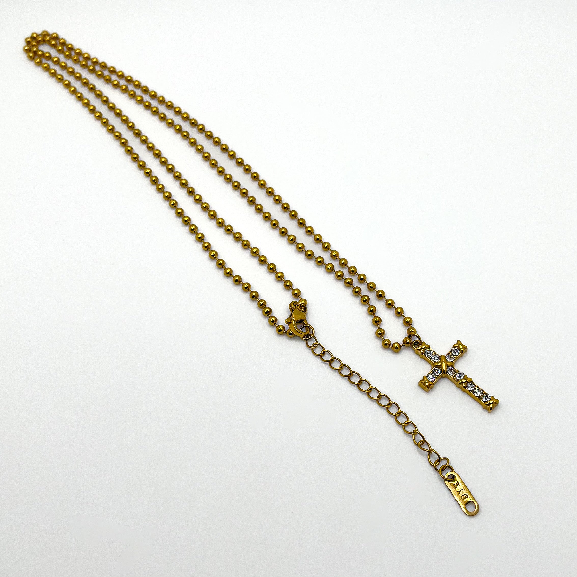 Dainty Beaded Cross Necklace